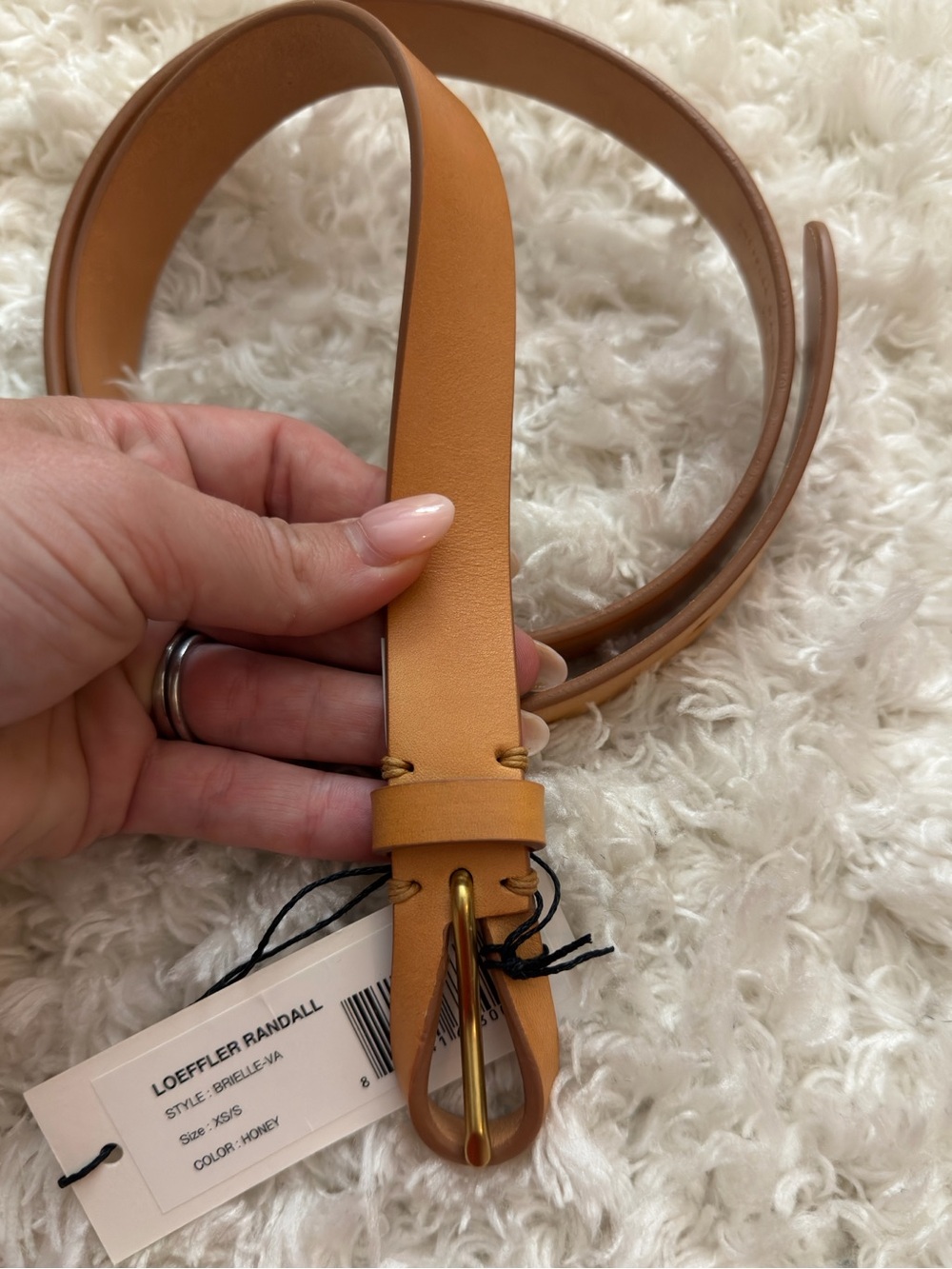 NWT Loeffler Randall Brielle Leather Belt - HONEY brown